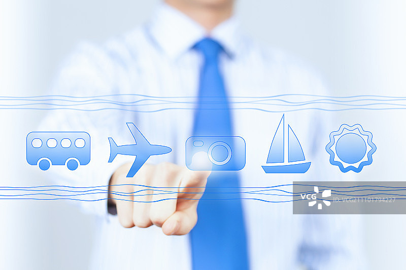 预订图标：男人按下媒体界面图标图片素材