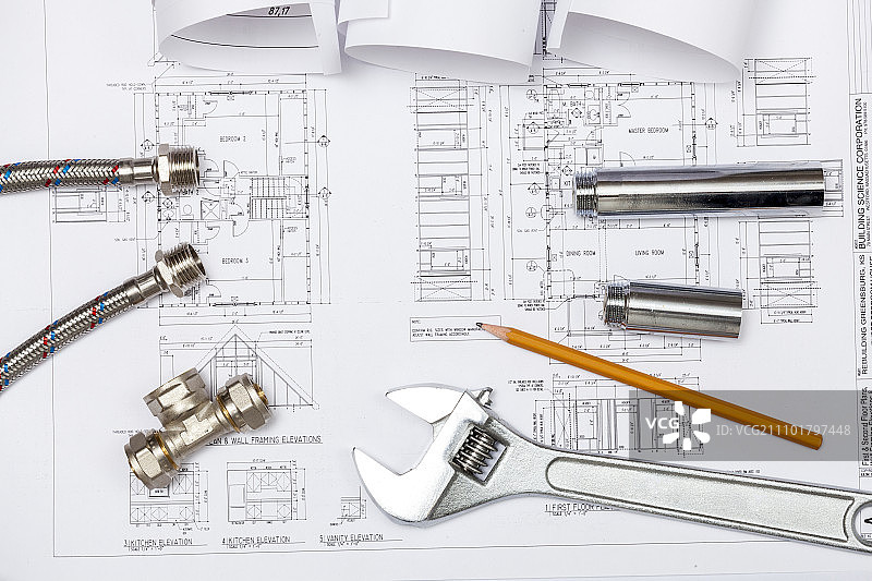 纸上的各种管道和工具图片素材