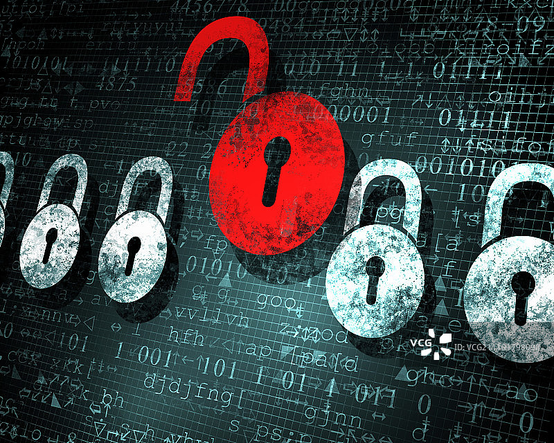 数字屏幕上的锁安全概念插图图片素材