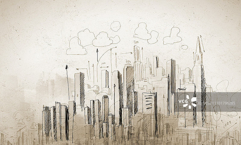 施工模型：建筑草图的概念背景图图片素材