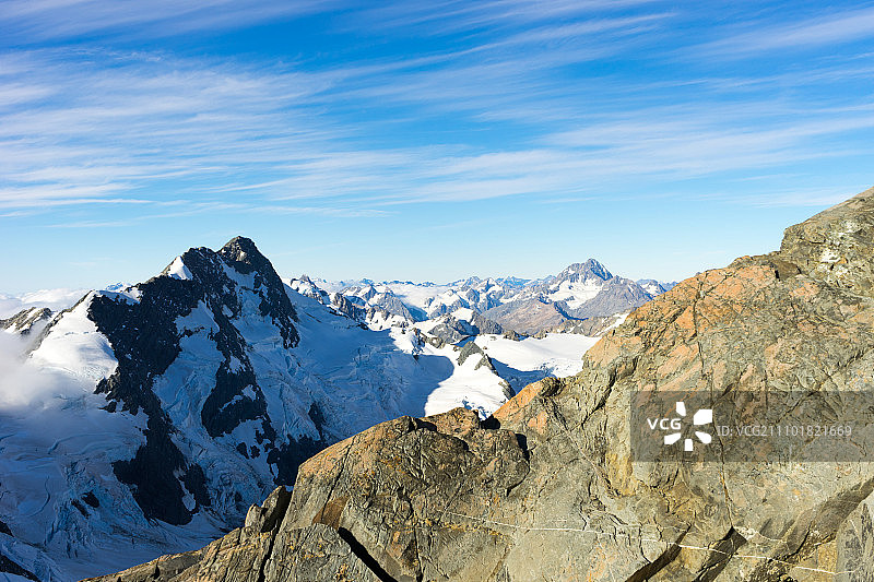 雪山，雪山景观与湛蓝天空图片素材