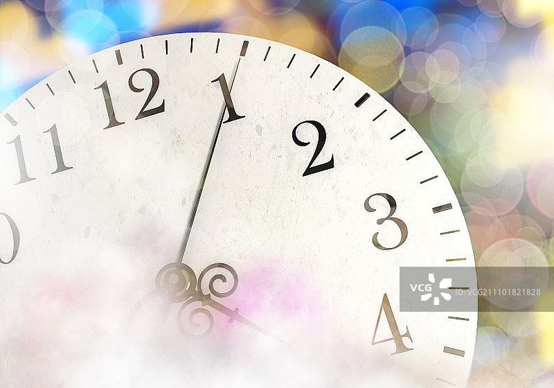 怀表概念图：散景光与烟花图片素材