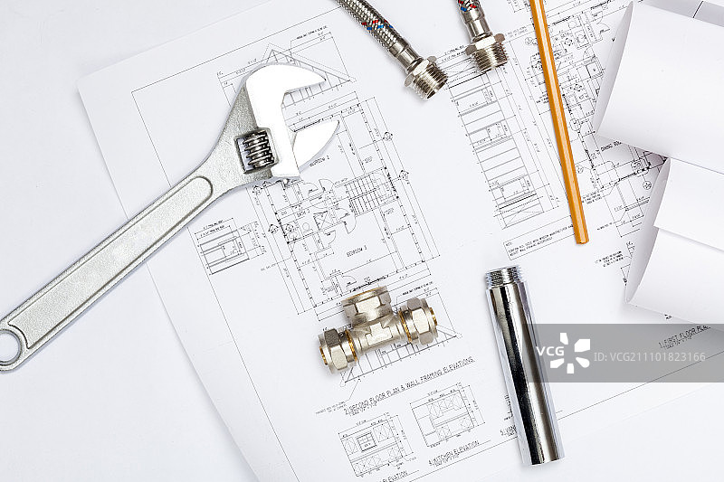 纸上的各种管道和工具图片素材