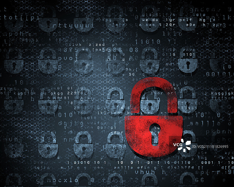 数字屏幕上的锁安全概念插图图片素材
