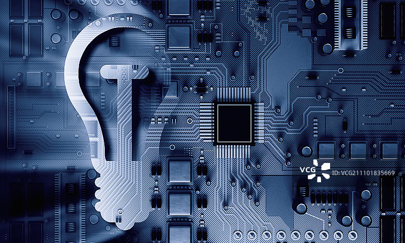 电路板上的灯泡。带有灯泡的电路板技术电脑背景图片素材