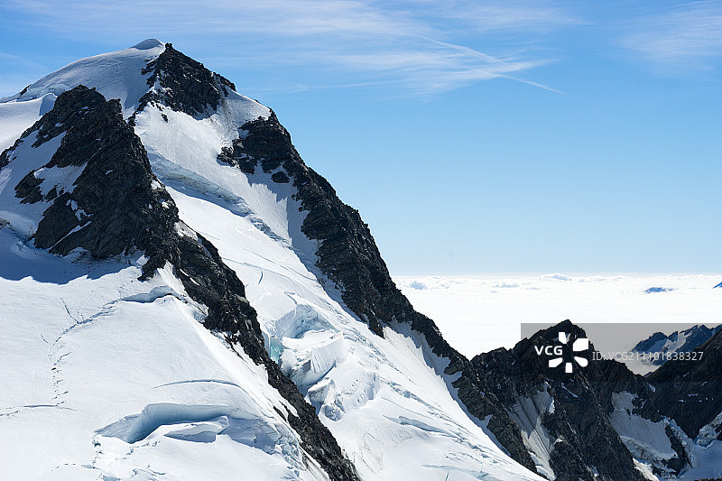 雪山，雪山景观与湛蓝天空图片素材