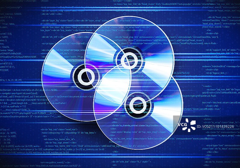 CD光盘，数字背景上的三个CD光盘合集图片素材