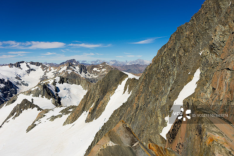雪山山顶与雪山、蓝天景观图片素材
