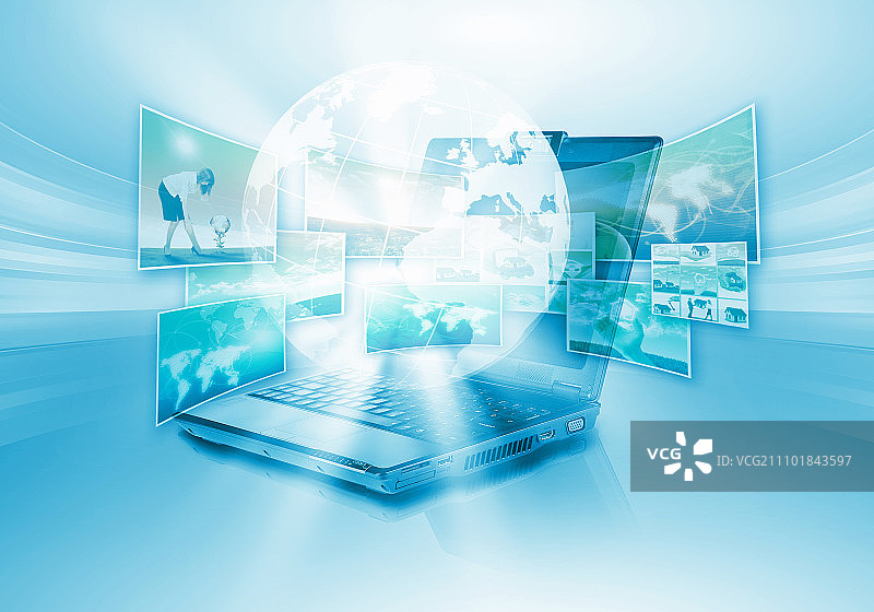 彩色背景上的笔记本和各种图像图片素材