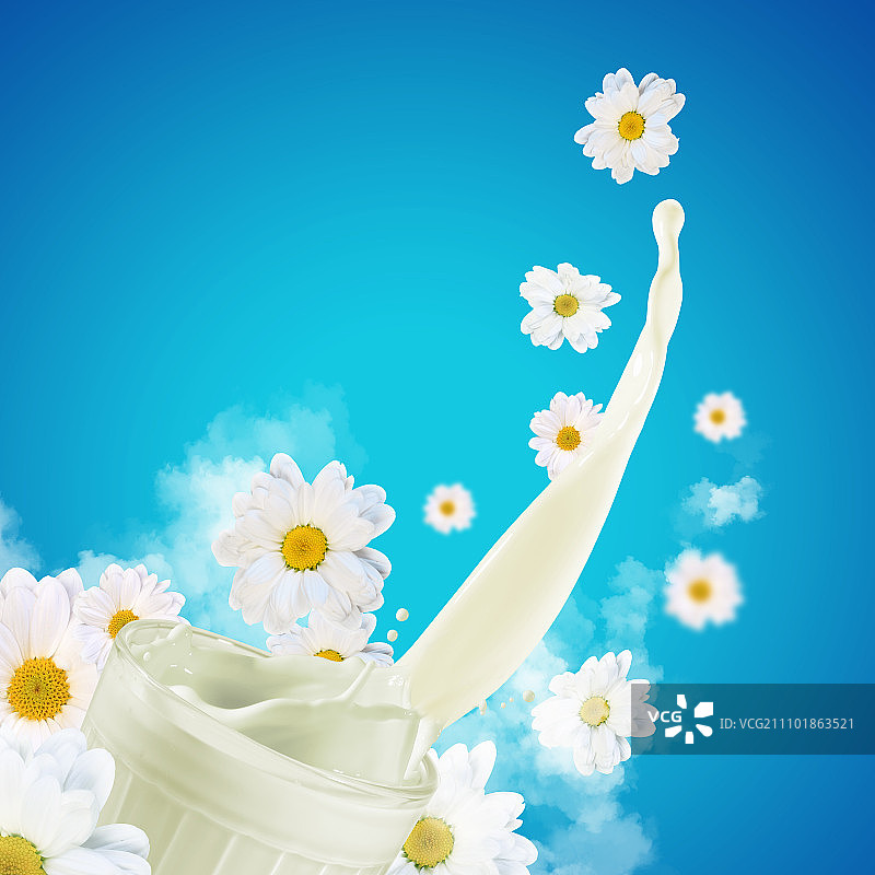 彩色背景上的玻璃鲜牛奶插画图片素材