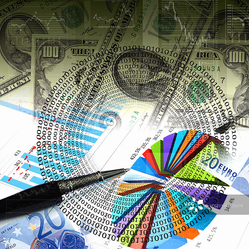 包含财务和业务图表的业务拼贴图片素材