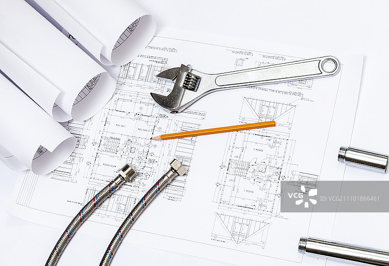 纸上的各种管道和工具图片素材