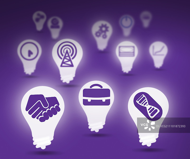 图标背景图：彩色背景上的生活方式概念灯泡图标图片素材