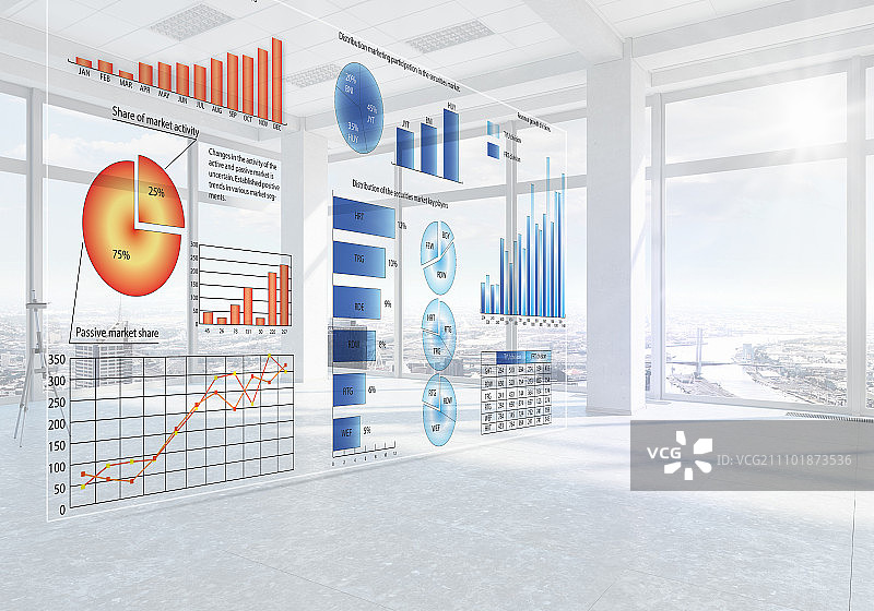 年度财务报告：含信息图表和图示的现代办公室图片素材