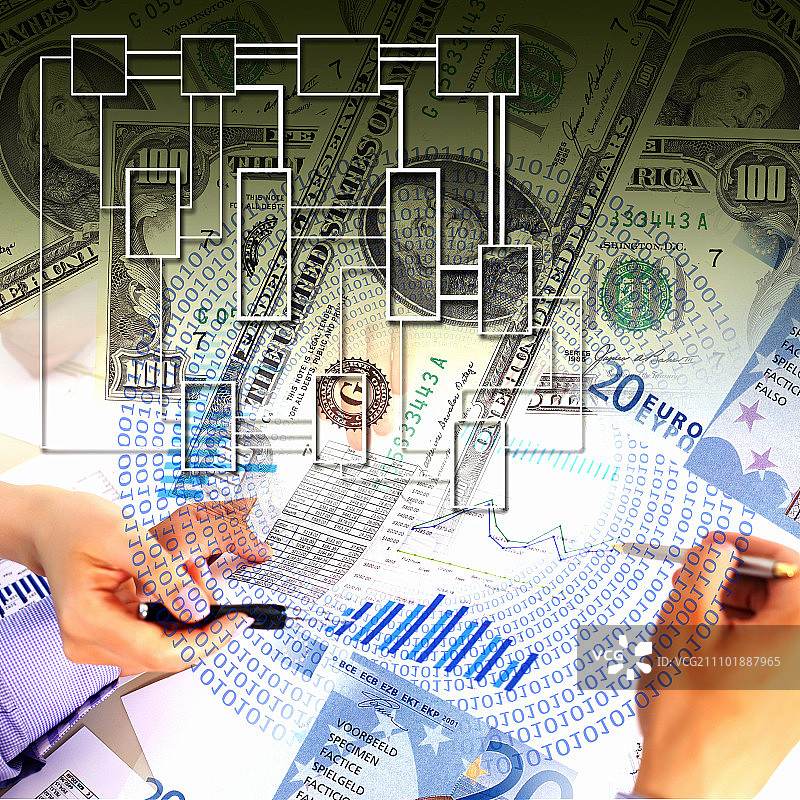 包含财务和业务图表的业务拼贴图片素材