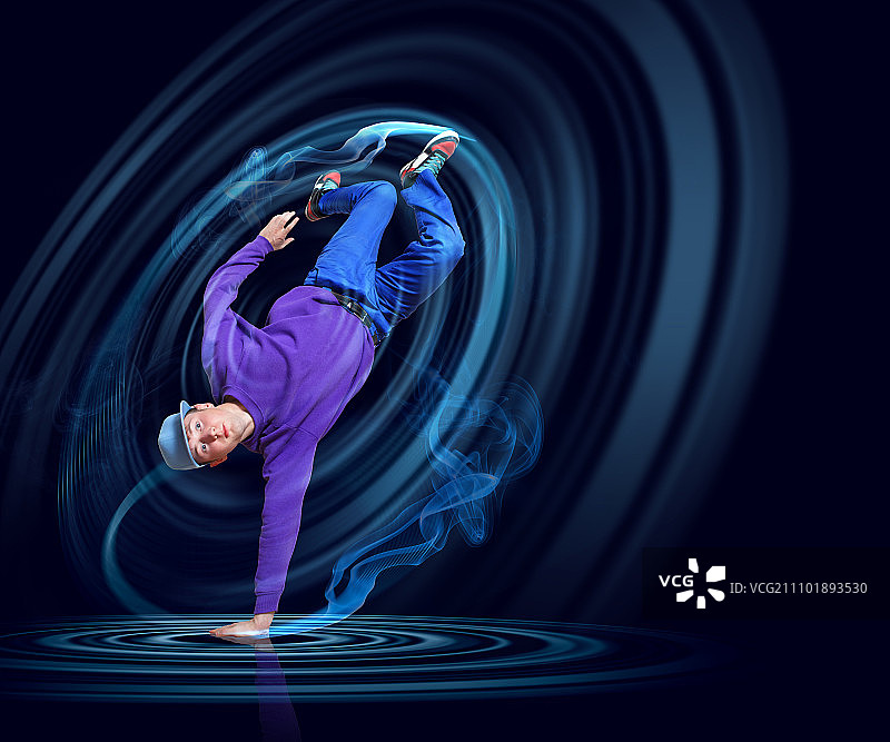 现代风格舞者。以光效为背景的现代风格舞者。插图图片素材