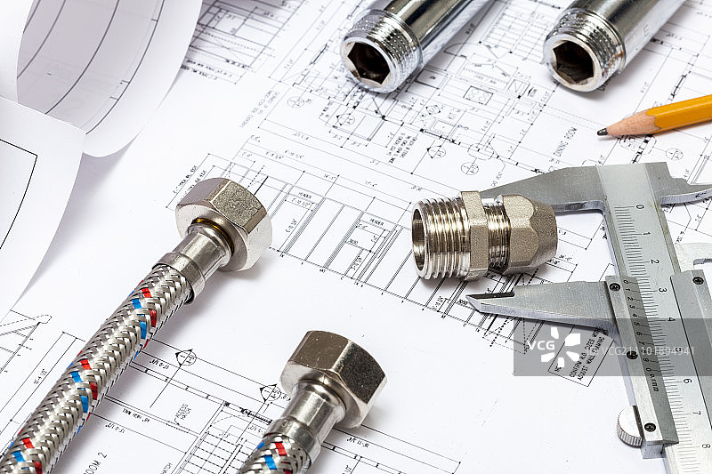 纸上的各种管道和工具图片素材