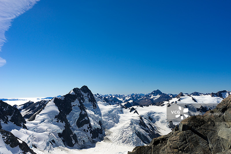 雪山，雪山景观与湛蓝天空图片素材