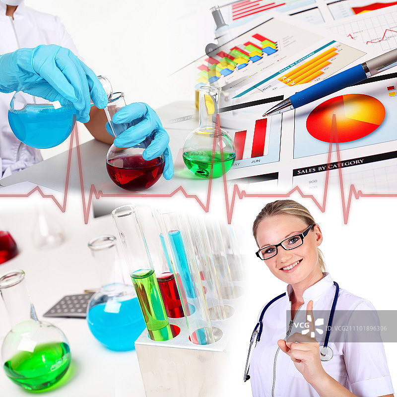 在实验室使用科学设备工作的医生图片素材