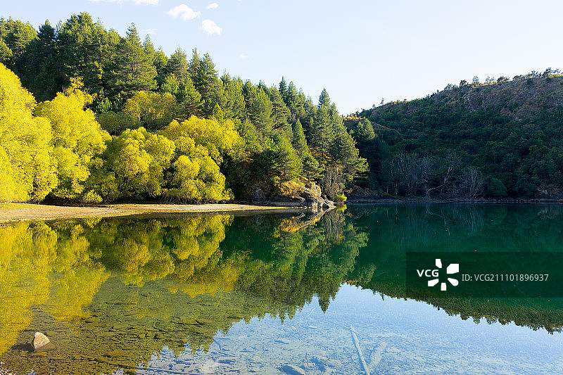 风景如画的风景。新西兰的阿尔卑斯山和湖泊的自然景观图片素材