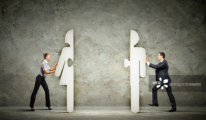 人际连接符号：男女拼图关系概念图片素材