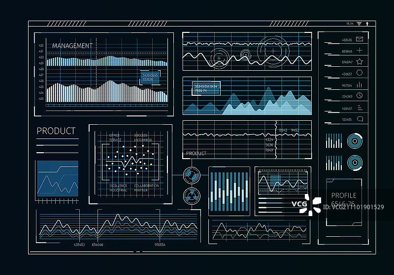 具有商业信息图表和图标的未来用户界面显示图片素材