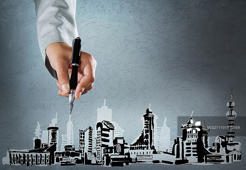 建筑项目：手绘施工草图特写图片素材