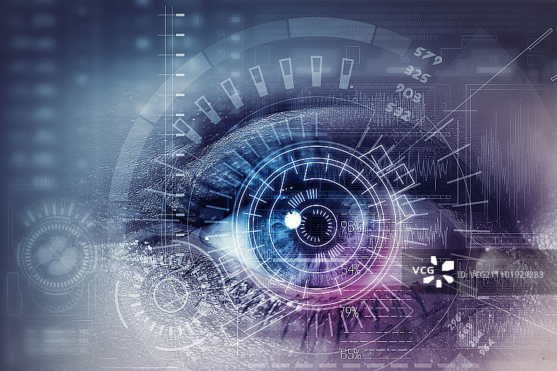 扫描中的女性数字眼部特写图片素材