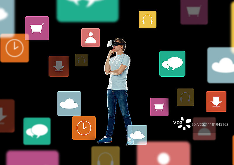 3D技术：沉浸式体验，虚拟现实与菜单图标图片素材