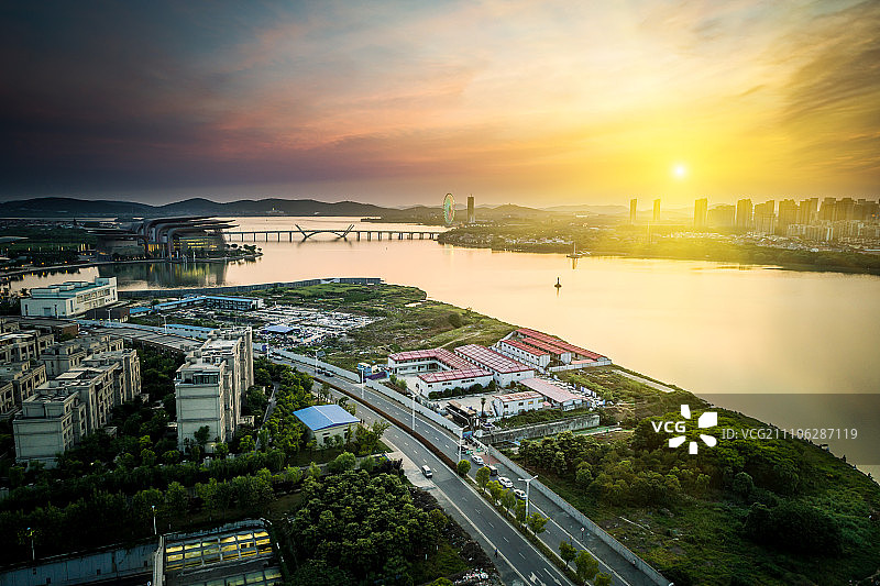 无锡五里湖全景航拍图片素材
