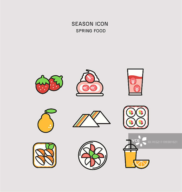 春季食品图标集图片素材