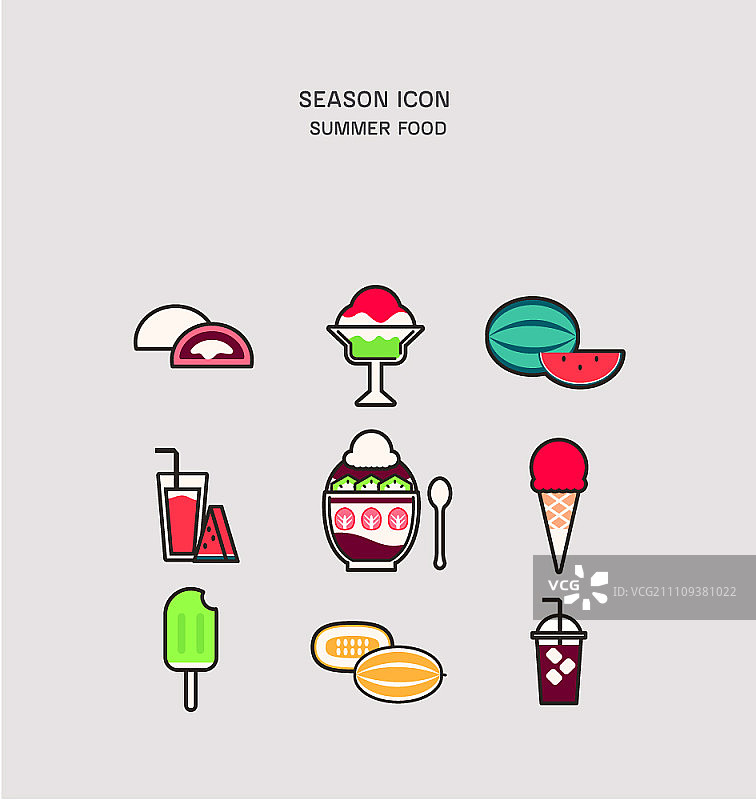 夏季食物图标合集图片素材