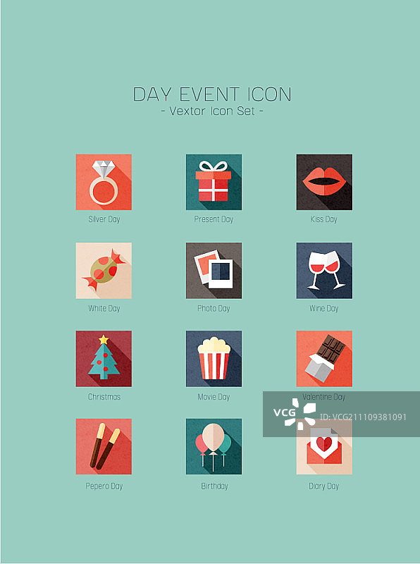 每月庆祝日图标集图片素材