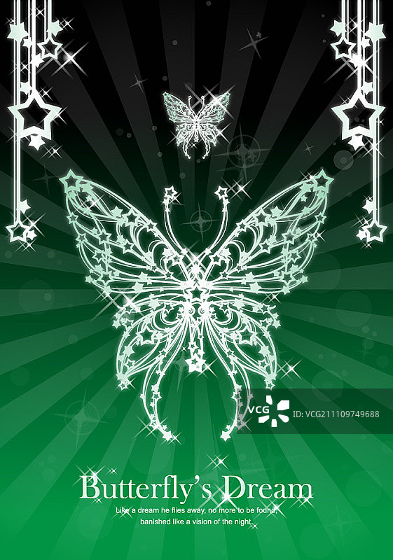 绿色背景上的蝴蝶图案图片素材