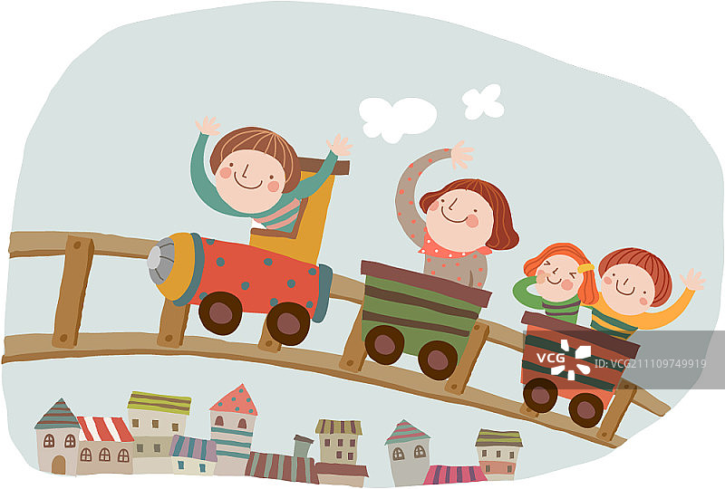 火车上的一家人图片素材