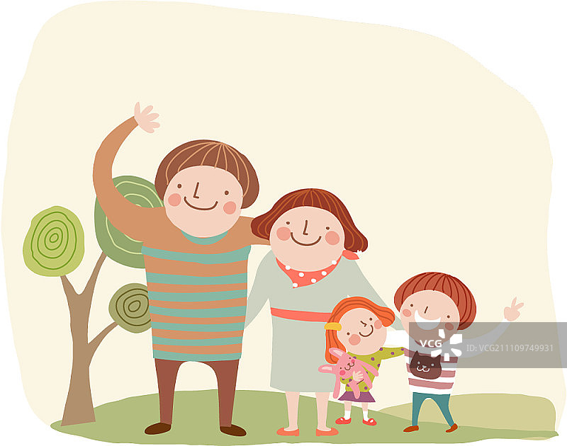 幸福的家庭在花园里图片素材