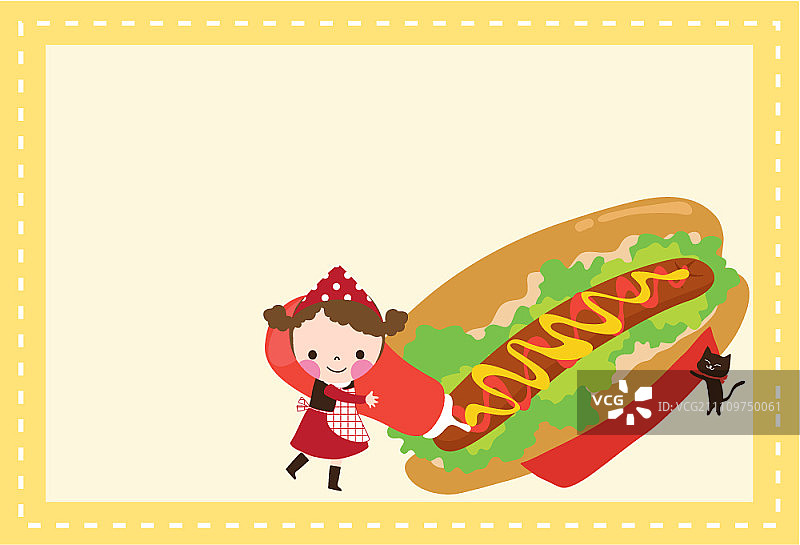 拿着热狗的女孩图片素材