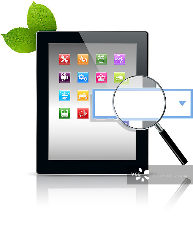 在平板电脑上搜索图片素材