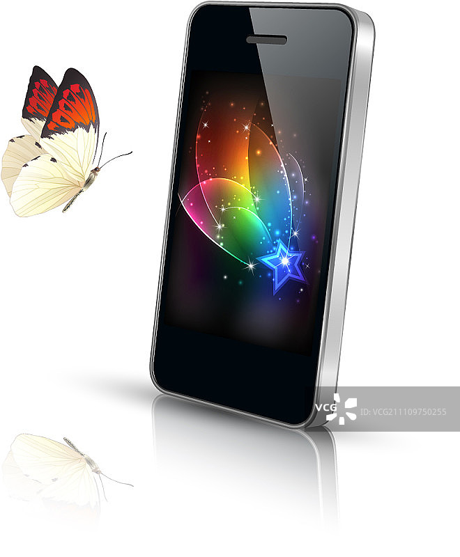 蝴蝶与智能手机图片素材