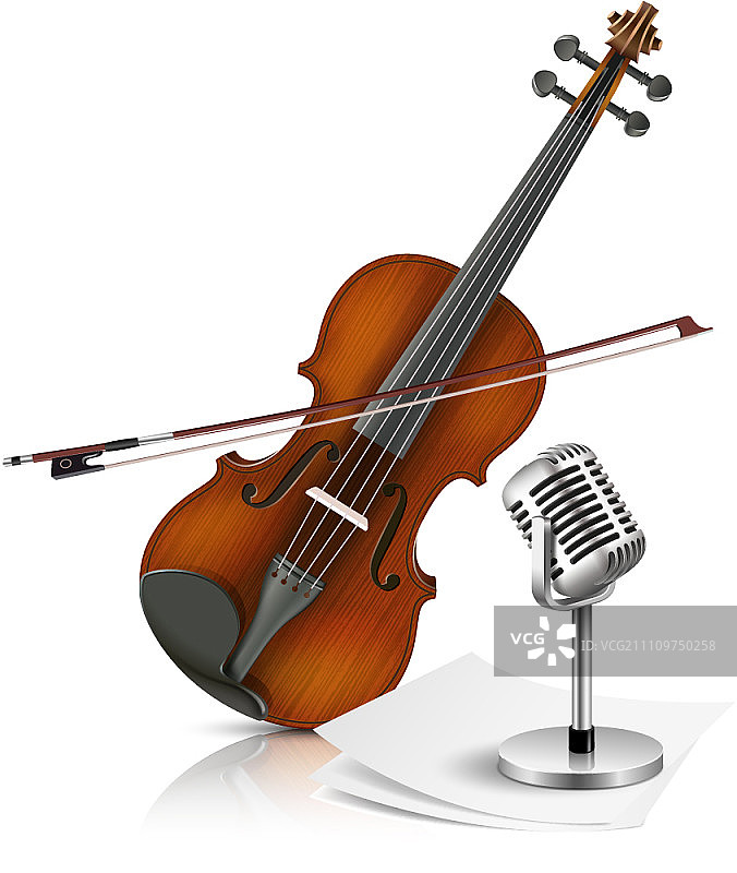 ⼩提琴和麦克风图片素材