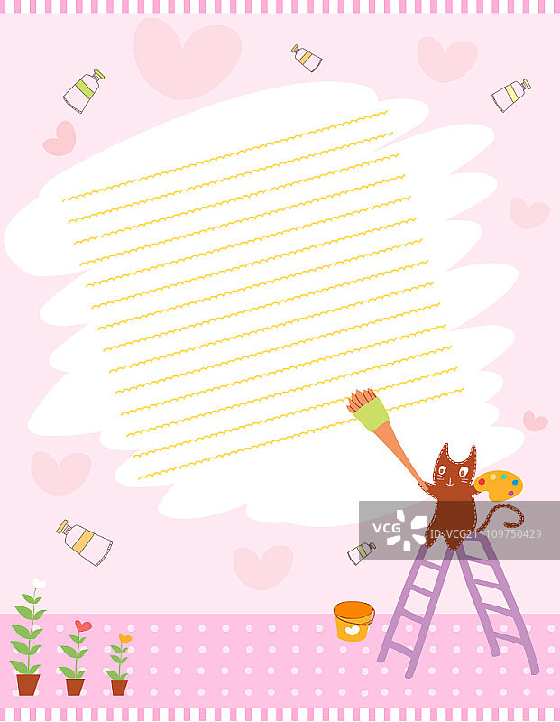 猫咪卡通信纸模板图片素材