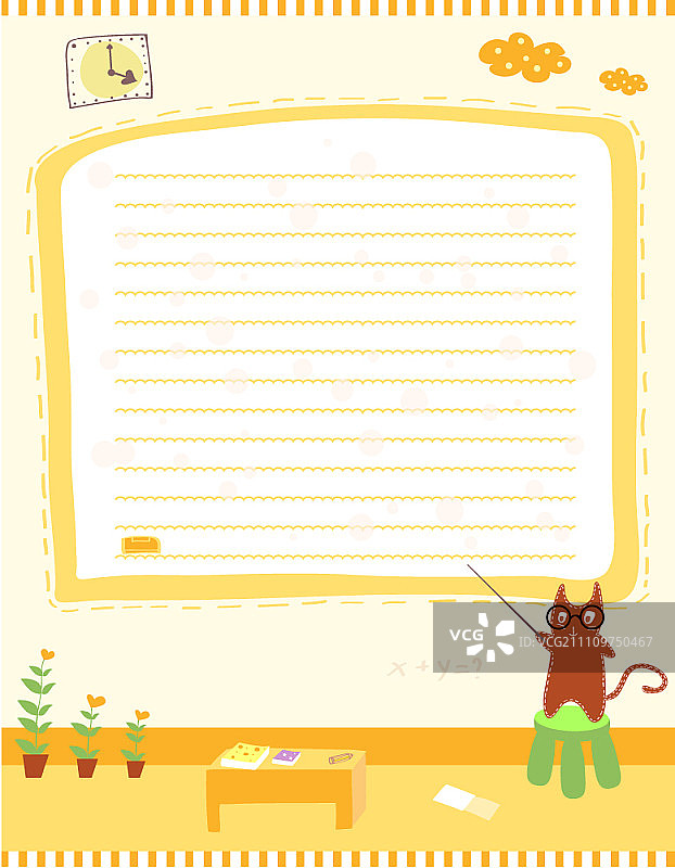 猫咪卡通信纸模板图片素材