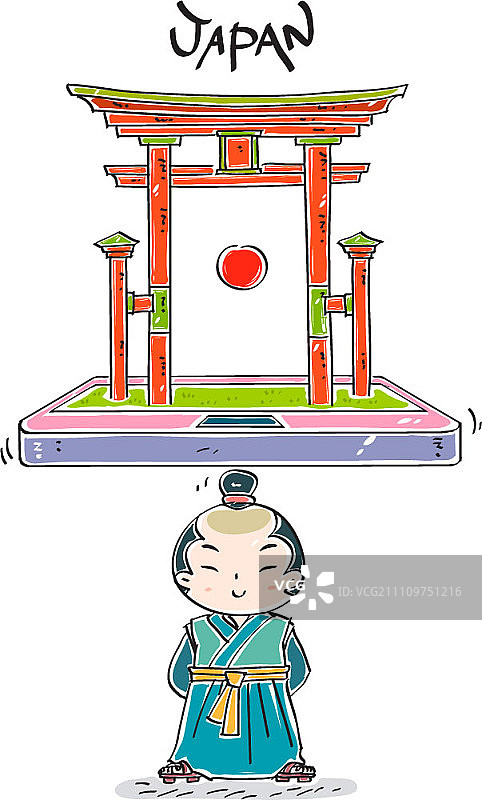 站在门前的武士图片素材