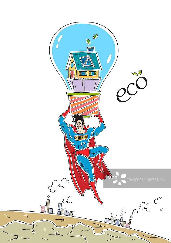 超级英雄拯救地球免受污染图片素材