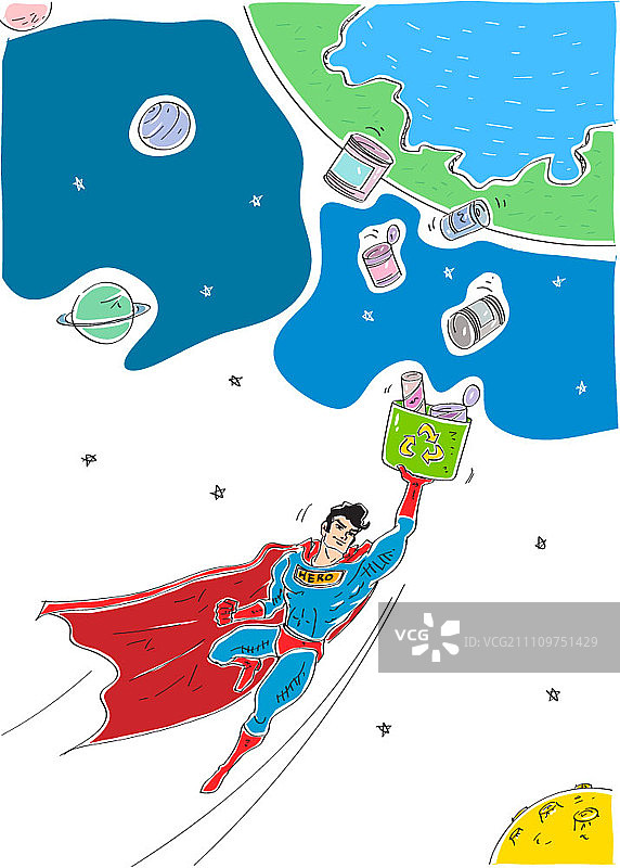 超级英雄拯救地球免受污染图片素材