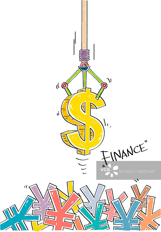 带有货币符号的玩具抓娃娃机图片素材