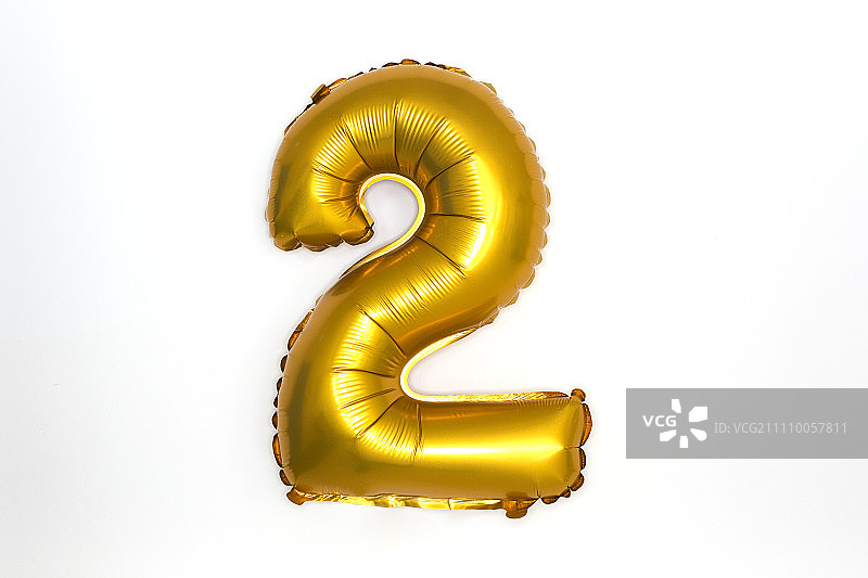 数字“2”的金色气球图片素材