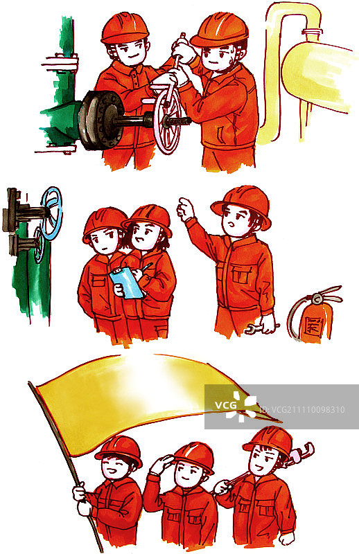 劳动工人安全漫画图片素材