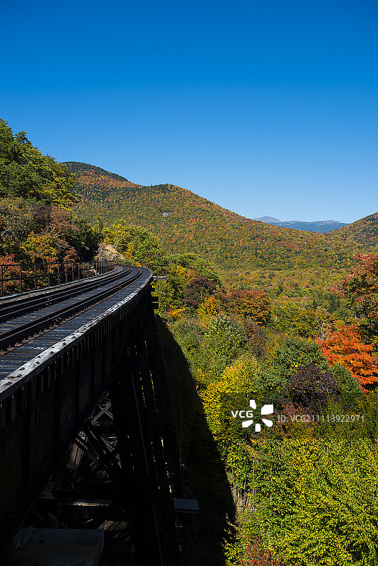 秋色中怀特山脉的铁路景色图片素材