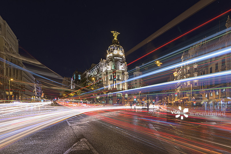 马德里格兰维亚街上的大都会大厦或都市大厦图片素材